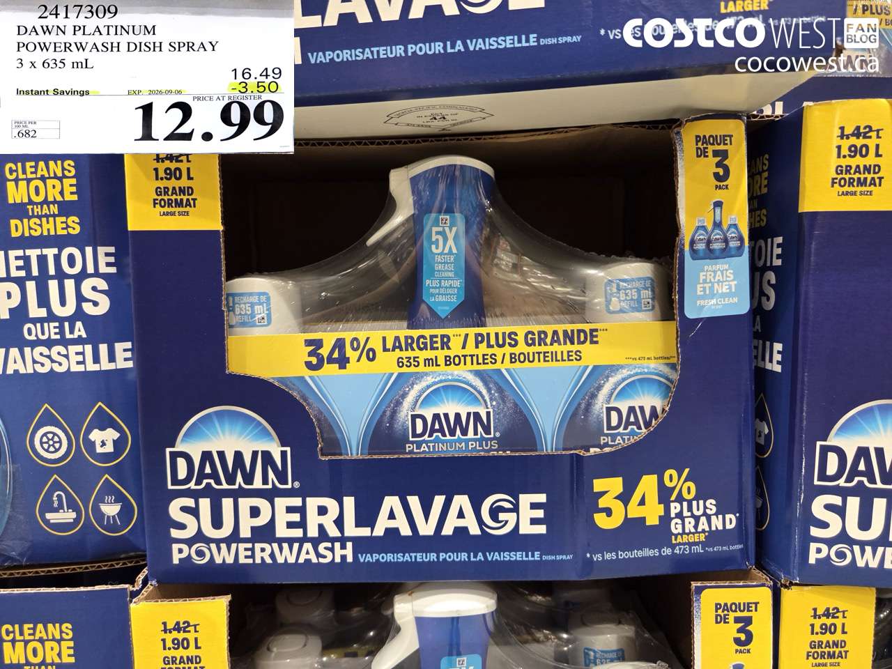 2417309 DAWN PLATINUM POWERWASH DISH SPRAY 3 X 635 ML ($3.50 INSTANT SAVINGS EXPIRES ON 2026-09-06) $12.99