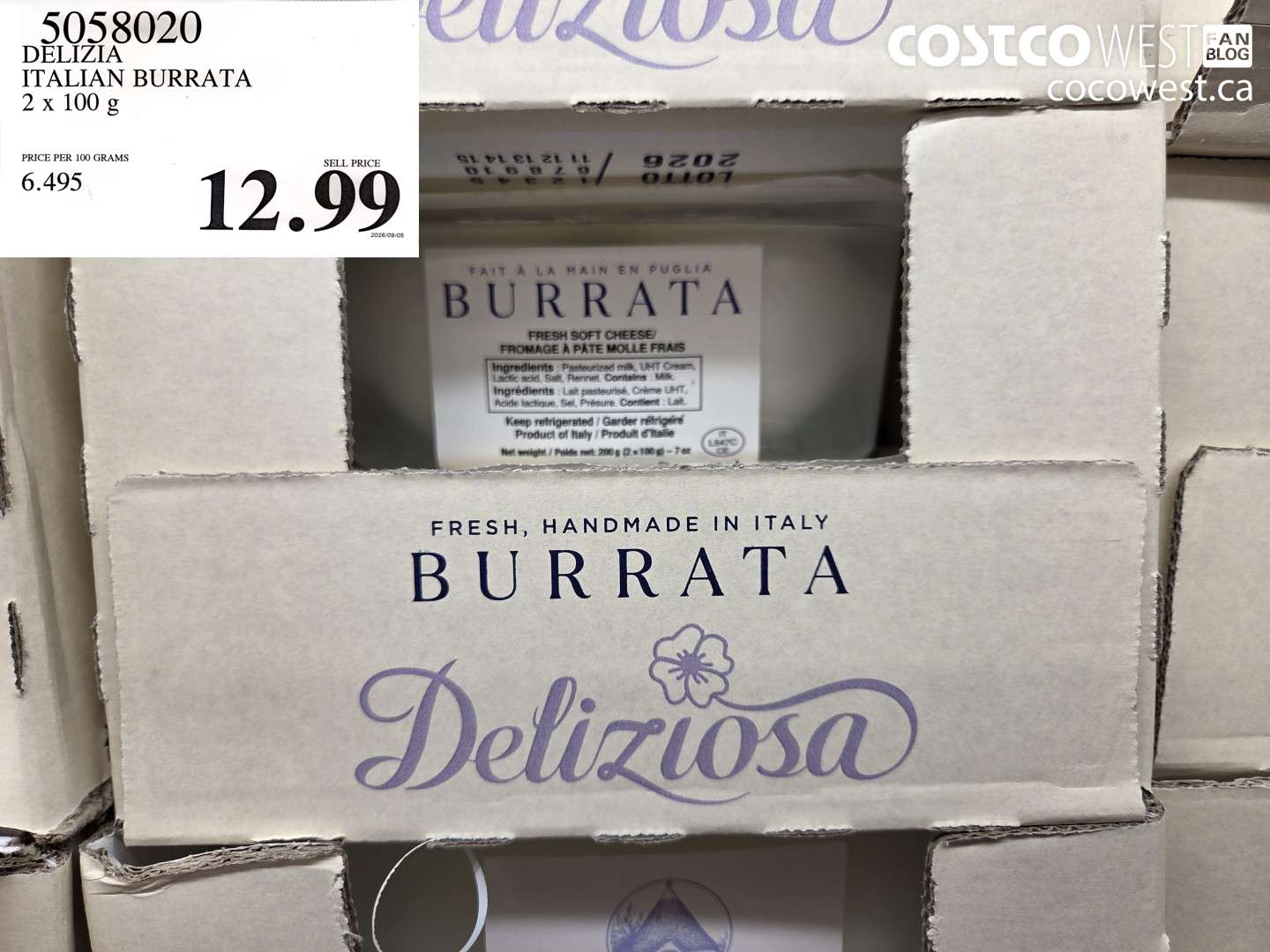 5058020 DELIZIA ITALIAN BURRATA 2 X 100 G $12.99