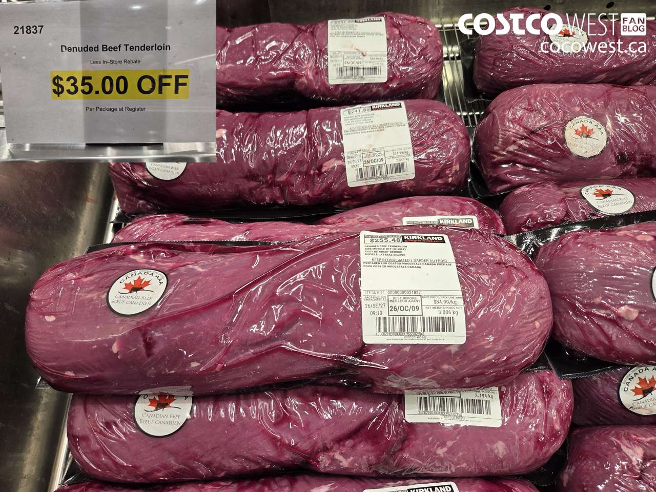 21837 DENUDED BEEF TENDERLOIN ($35.00 INSTANT SAVINGS)