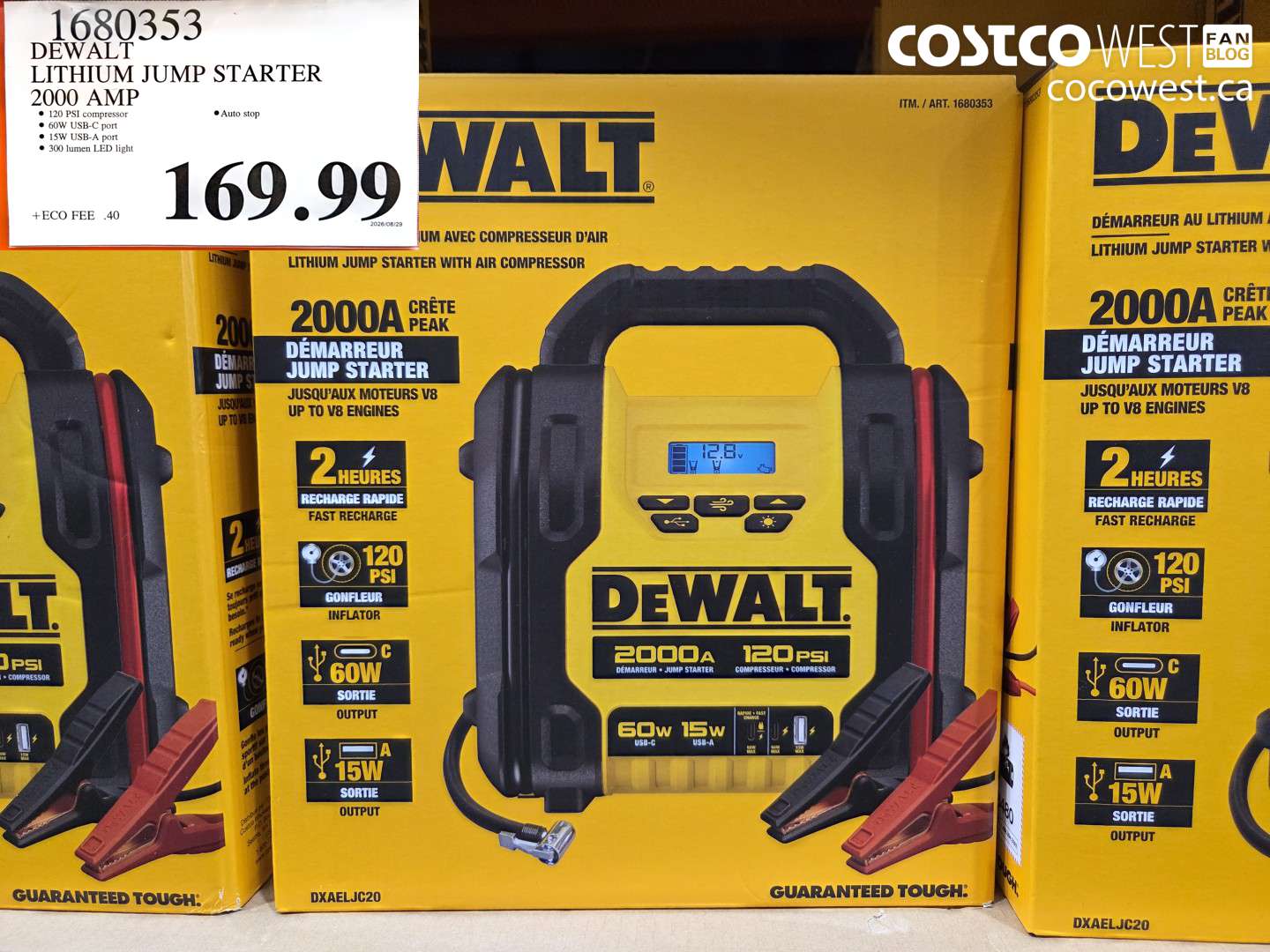 1680353 DEWALT LITHIUM JUMP STARTER 2000 AMP $169.99