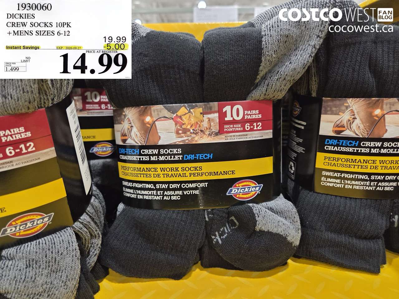 1930060 DICKIES CREW SOCKS 10PK MENS SIZES 6-12 ($5.00 INSTANT SAVINGS EXPIRES ON 2026-09-27) $14.99