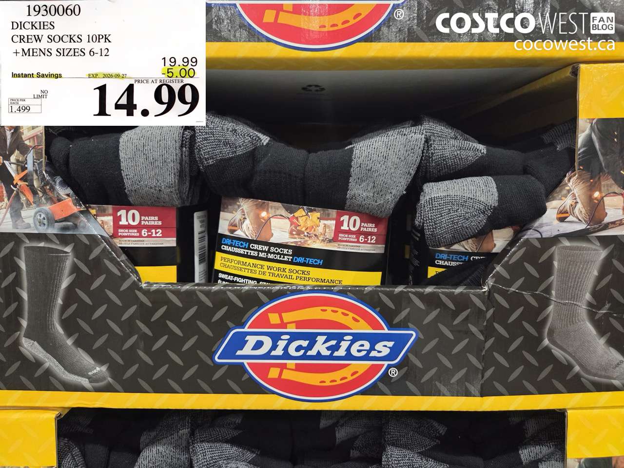 1930060 DICKIES CREW SOCKS 10PK MENS SIZES 6-12 ($5.00 INSTANT SAVINGS EXPIRES ON 2026-09-27) $14.99