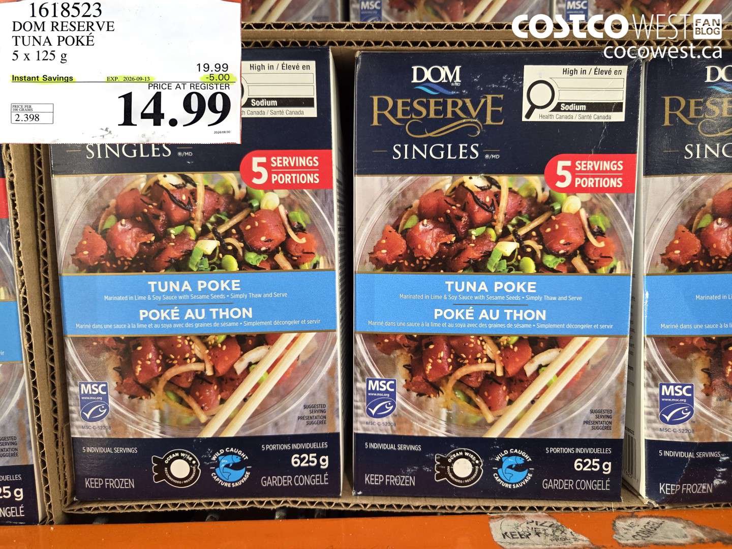 1618523 DOM RESERVE TUNA POKÉ 5 X 125 G ($5.00 INSTANT SAVINGS EXPIRES ON 2026-09-13) $14.99