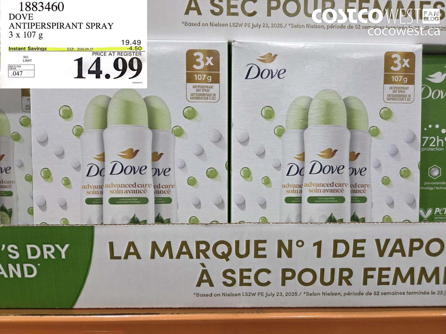 DOVE ANTIPERSPIRANT SPRAY 3 X 107 G