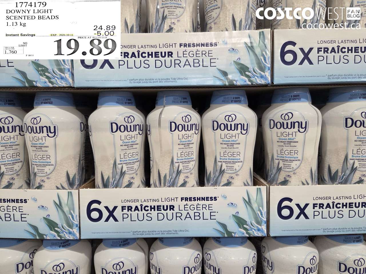 1774179 DOWNY LIGHT SCENTED BEADS 1.13 KG ($5.00 INSTANT SAVINGS EXPIRES ON 2026-10-11) $19.89