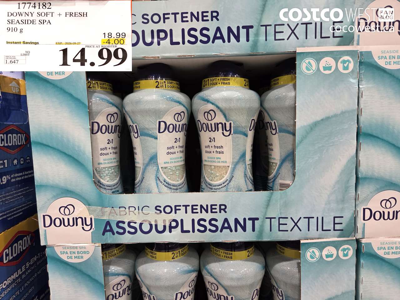 1774182 DOWNY SOFT + FRESH SEASIDE SPA 910 G ($4.00 INSTANT SAVINGS EXPIRES ON 2026-09-27) $14.99