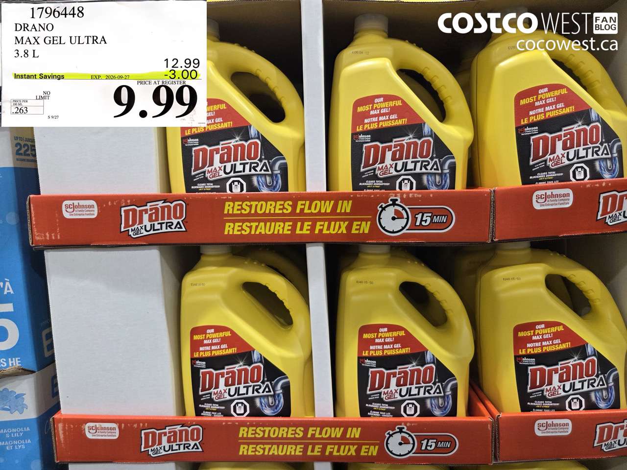 1796448 DRANO MAX GEL ULTRA 3.8 L ($3.00 INSTANT SAVINGS EXPIRES ON 2026-09-27) $9.99
