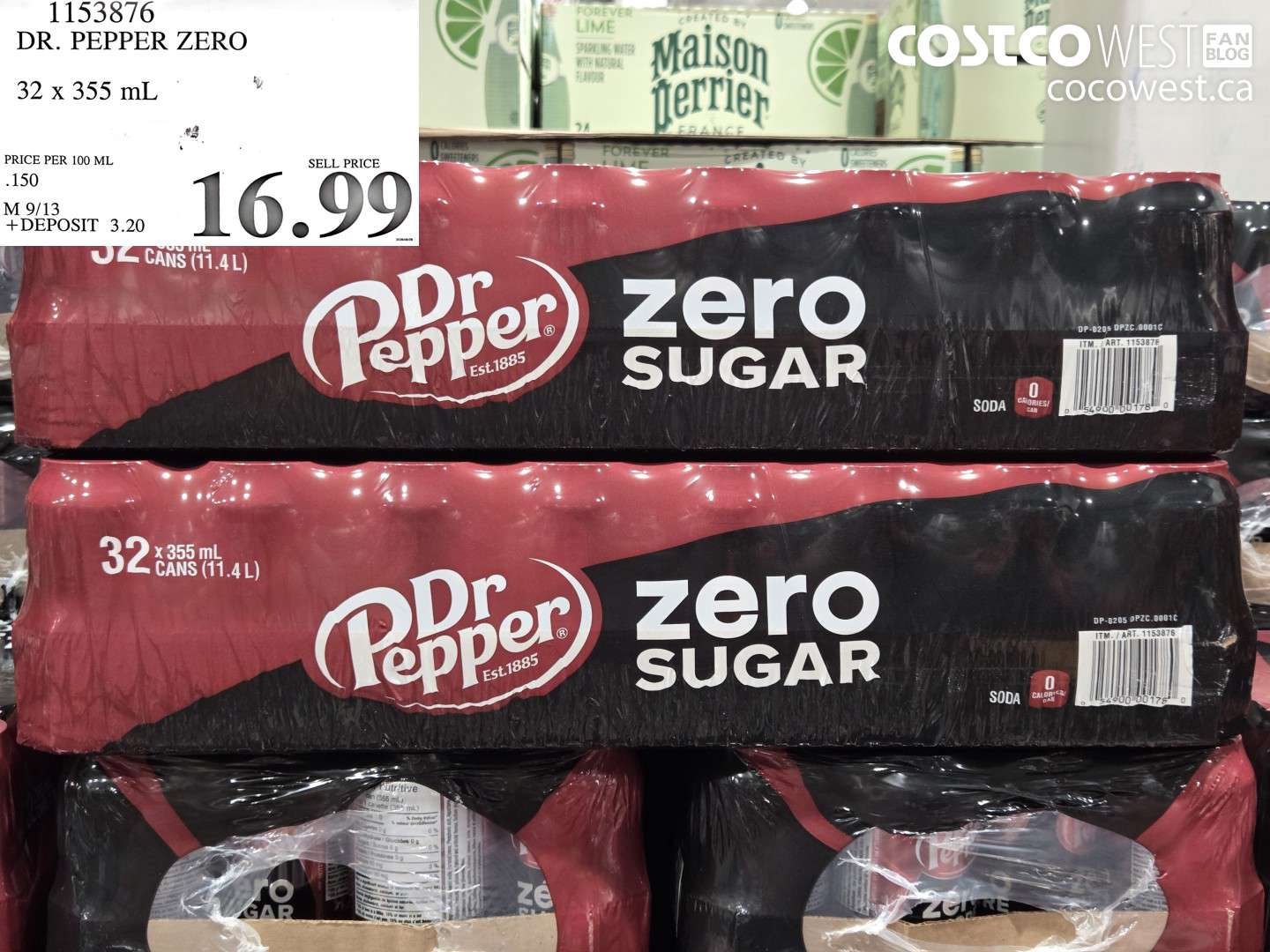 1153876 DR. PEPPER ZERO 32 X 355 ML $16.99