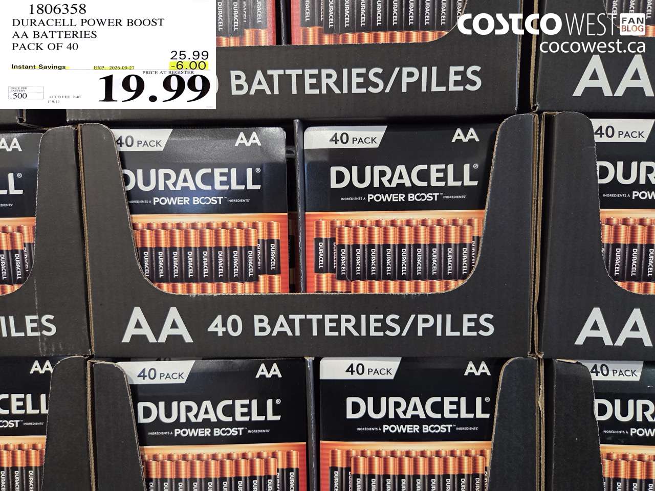 1806358 DURACELL POWER BOOST AA BATTERIES PACK OF 40 ($6.00 INSTANT SAVINGS EXPIRES ON 2026-09-27) $19.99