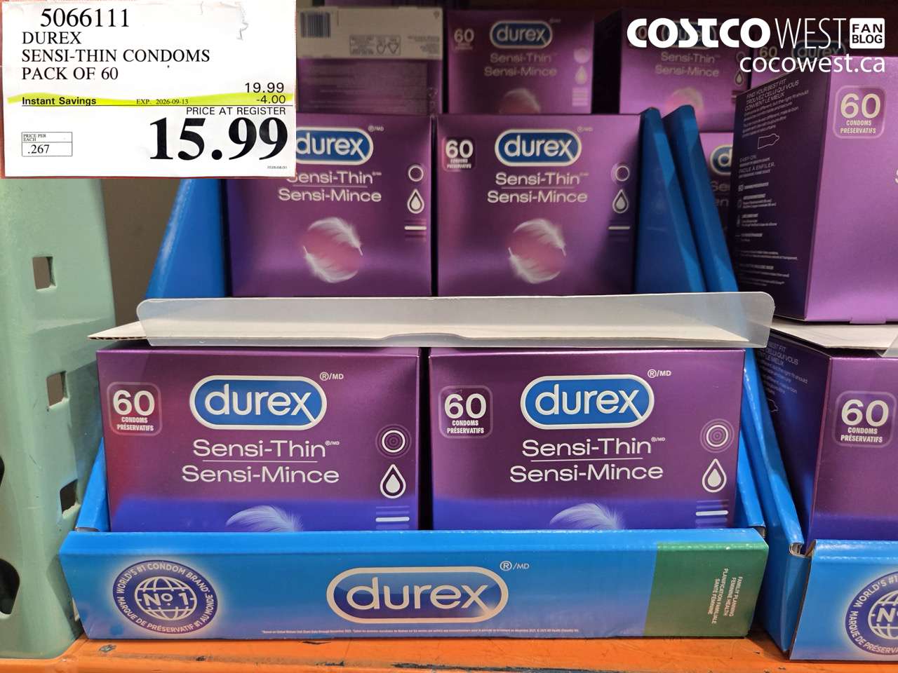 5066111 DUREX SENSI-THIN CONDOMS PACK OF 60 ($4.00 INSTANT SAVINGS EXPIRES ON 2026-09-13) $15.99