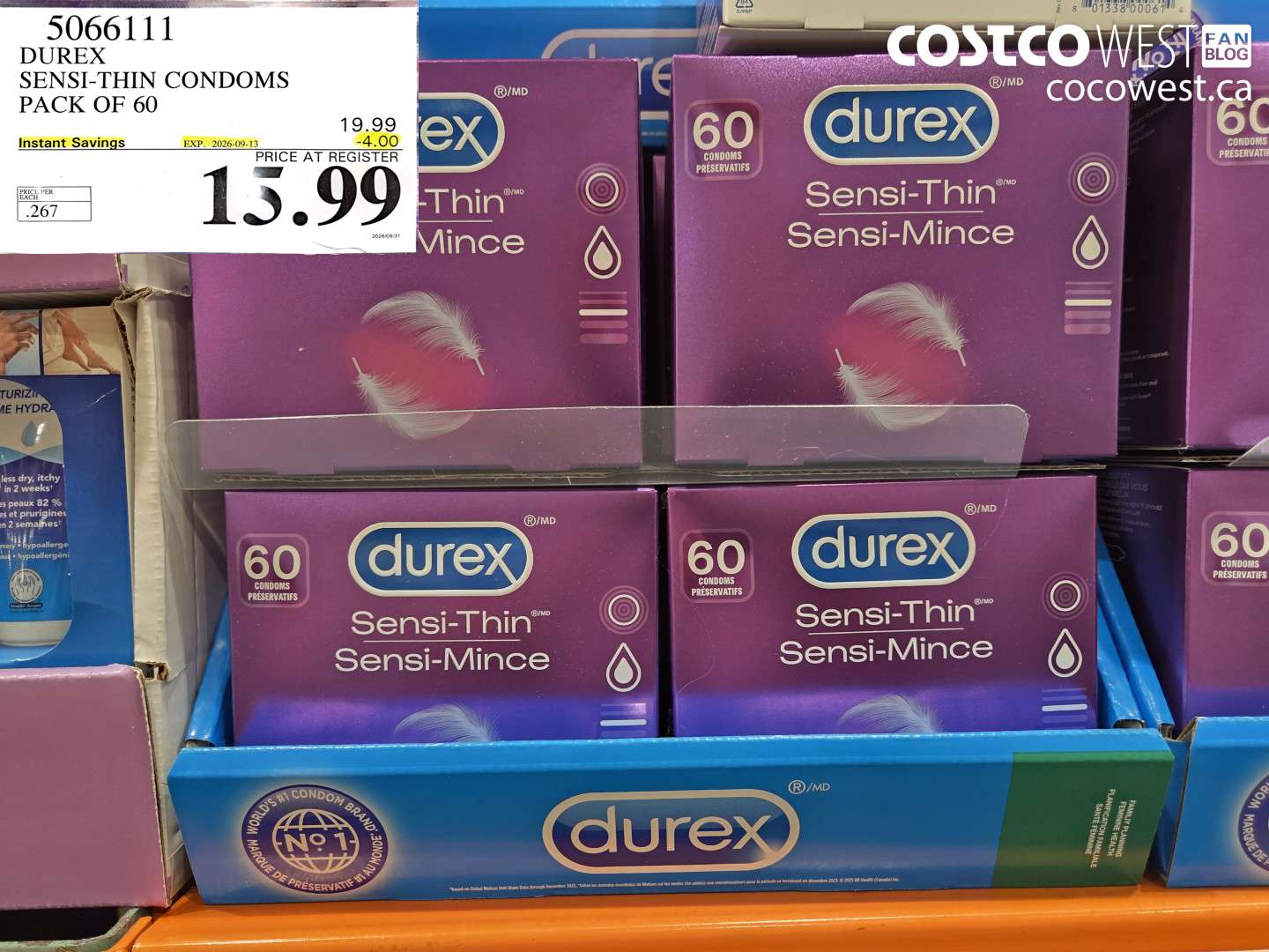 5066111 DUREX SENSI-THIN CONDOMS PACK OF 60 ($4.00 INSTANT SAVINGS EXPIRES ON 2026-09-13) $15.99