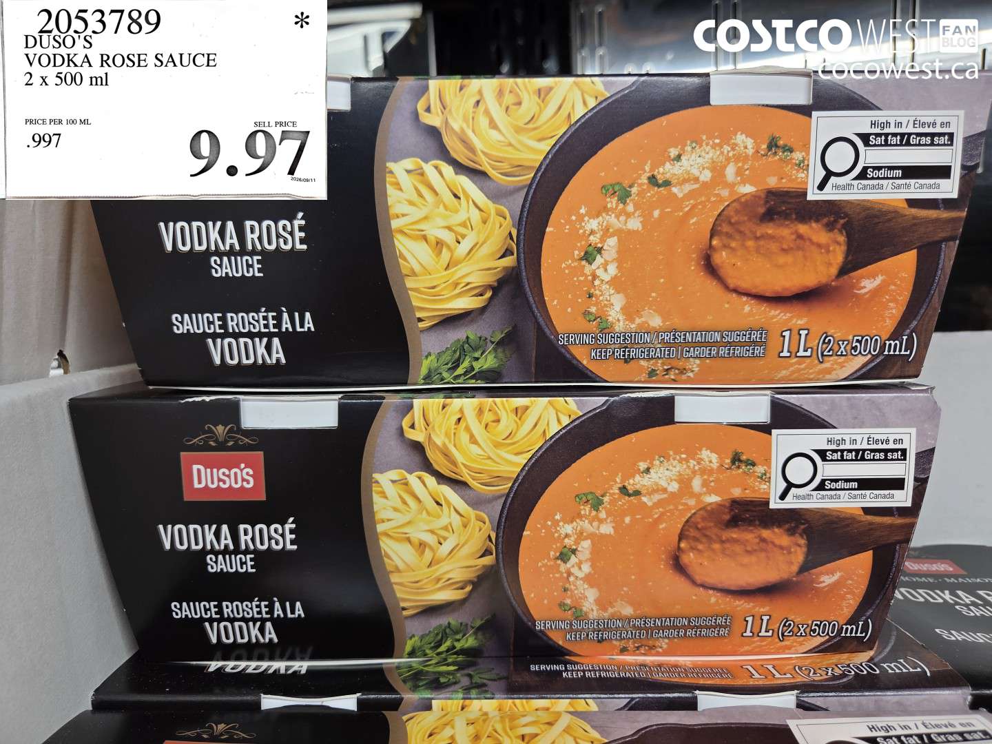 2053789 DUSO'S VODKA ROSE SAUCE 2 X 500 ML $9.97