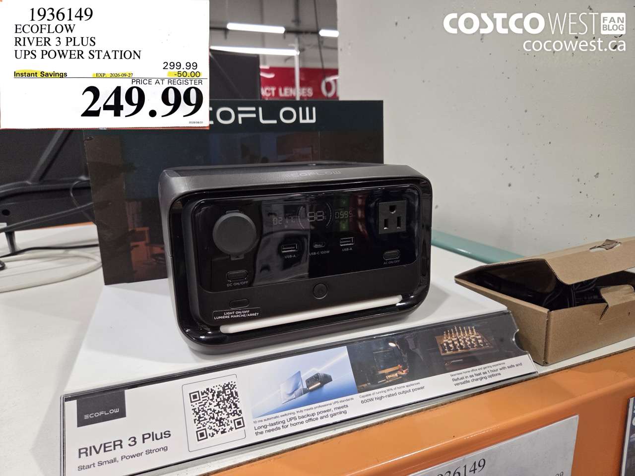1936149 ECOFLOW RIVER 3 PLUS UPS POWER STATION ($50.00 INSTANT SAVINGS EXPIRES ON 2026-09-27) $249.99