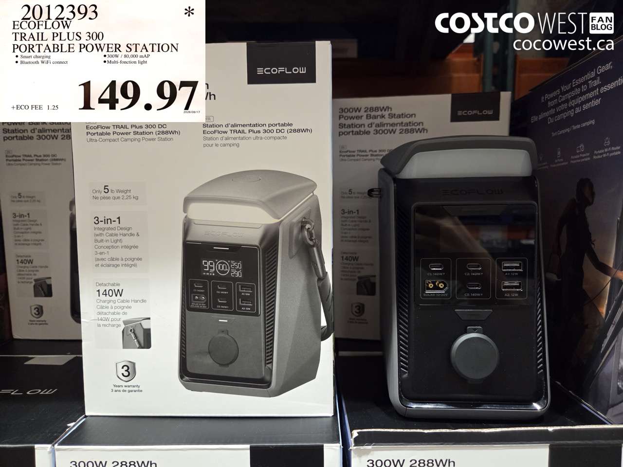2012393 ECOFLOW TRAIL PLUS 300 PORTABLE POWER STATION $149.97