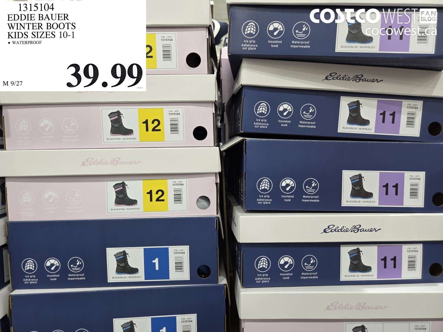1315104 EDDIE BAUER WINTER BOOTS KIDS SIZES 10-1 $39.99
