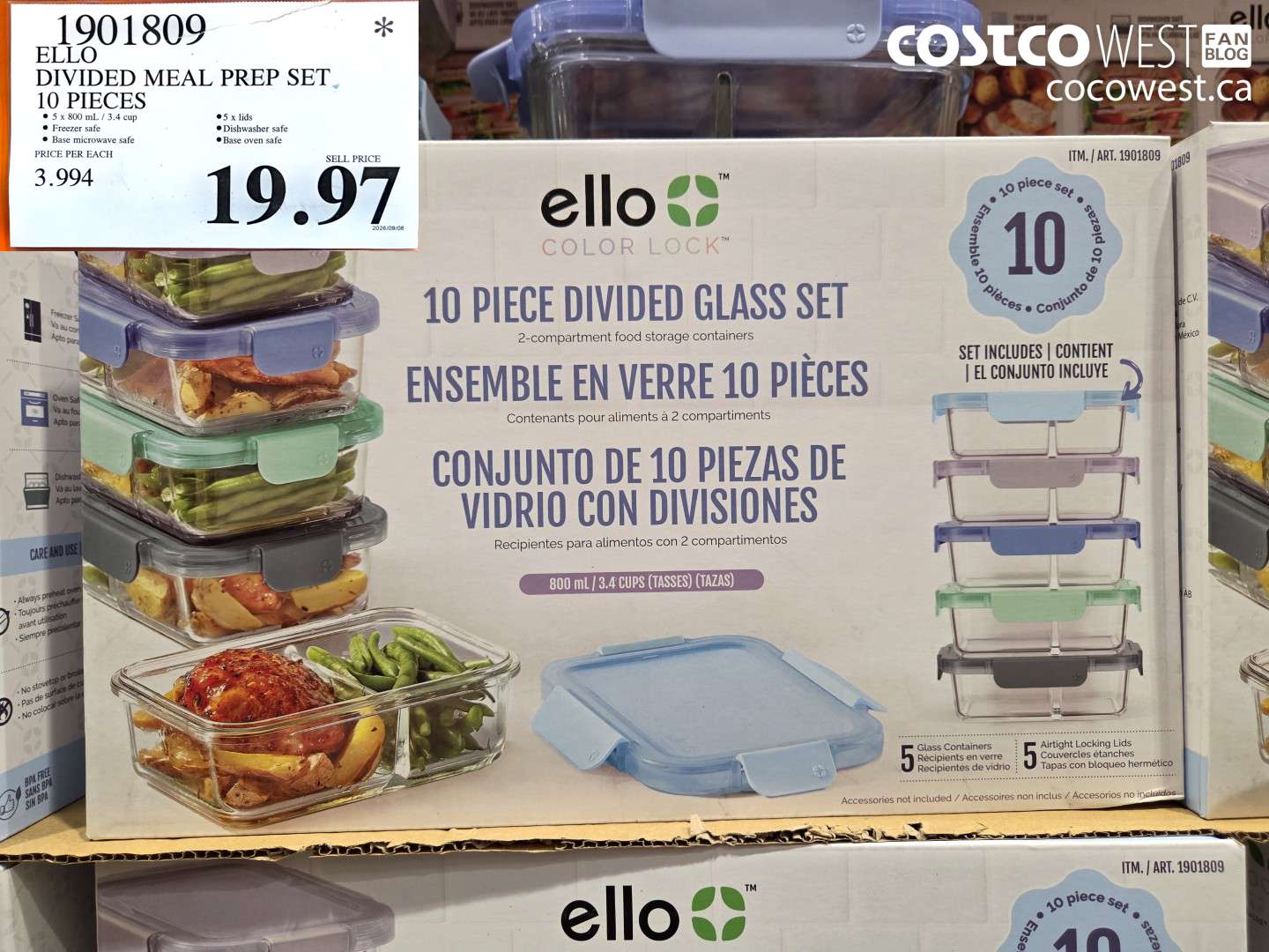 1901809 ELLO DIVIDED MEAL PREP SET 10 PIECES $19.97