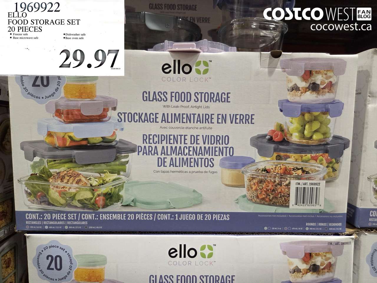 1969922 ELLO FOOD STORAGE SET 20 PIECES $29.97