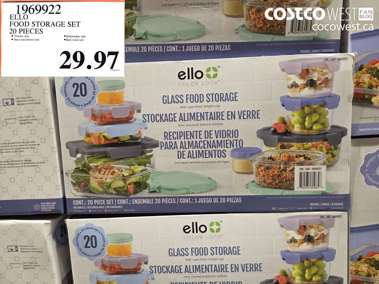 1969922 ELLO FOOD STORAGE SET 20 PIECES $29.97