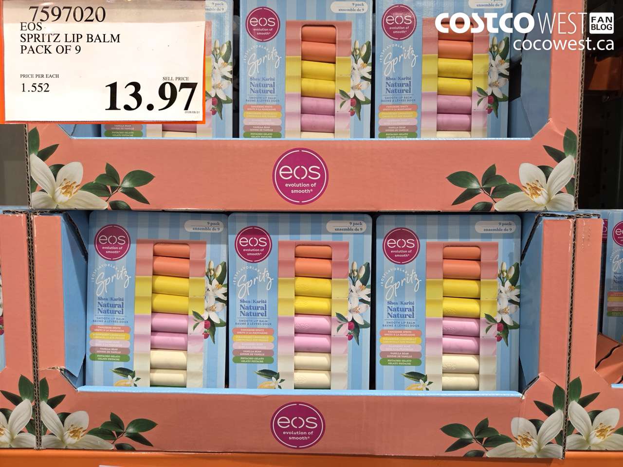7597020 EOS SPRITZ LIP BALM PACK OF 9 $13.97