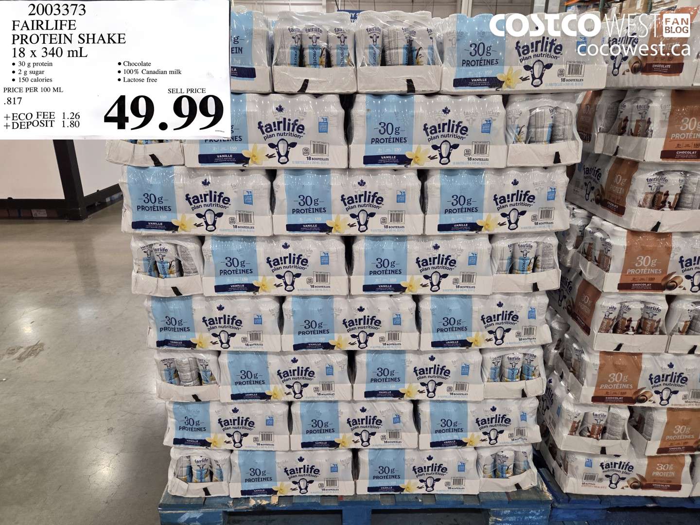 2003373 FAIRLIFE PROTEIN SHAKE 18 X 340 ML $49.99