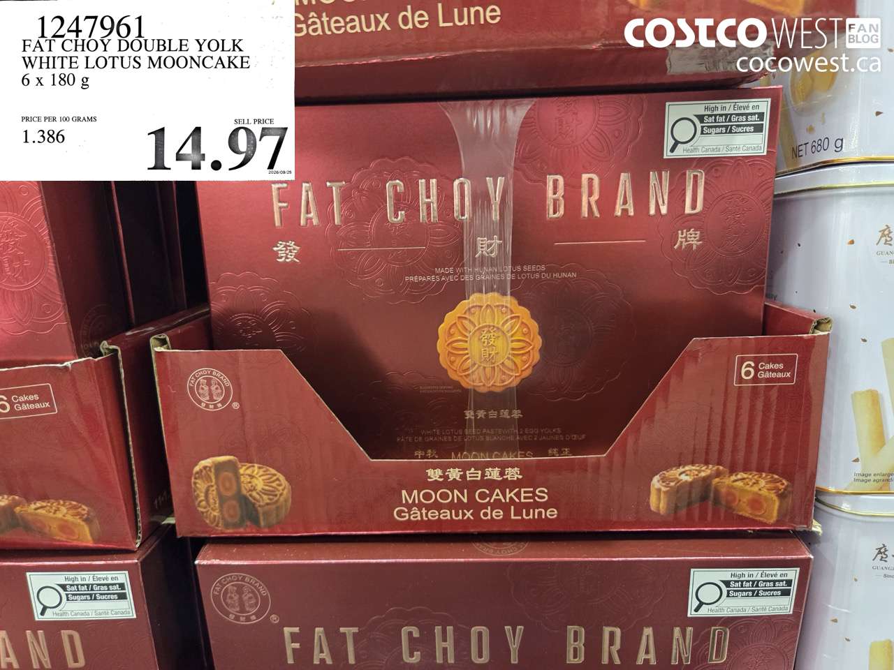 1247961 FAT CHOY DOUBLE YOLK WHITE LOTUS MOONCAKE 6 X 180 G $14.97