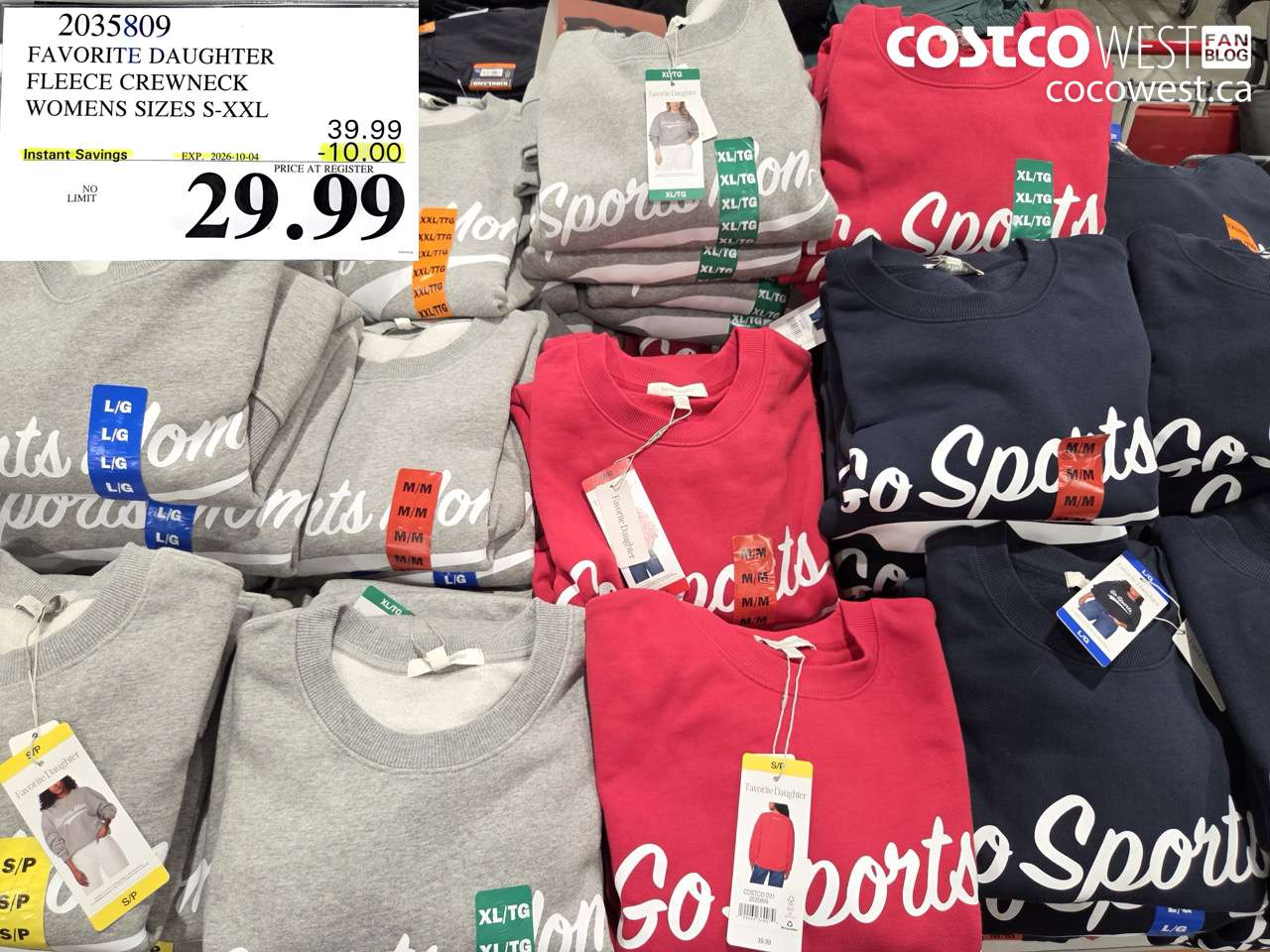 2035809 FAVORITE DAUGHTER FLEECE CREWNECK WOMENS SIZES S-XXL ($10.00 INSTANT SAVINGS EXPIRES ON 2026-10-04) $29.99
