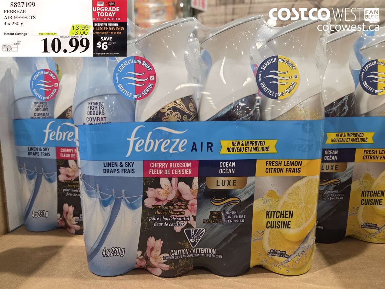 8827199 FEBREZE AIR EFFECTS 4 X 230 G ($9.00 INSTANT SAVINGS EXPIRES ON 2026-09-27) $4.99