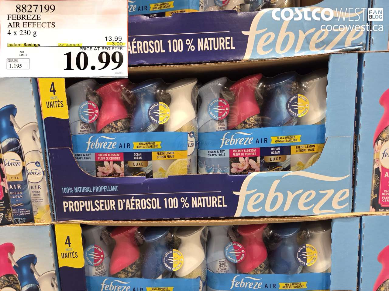 8827199 FEBREZE AIR EFFECTS 4 X 230 G ($3.00 INSTANT SAVINGS EXPIRES ON 2026-09-27) $10.99