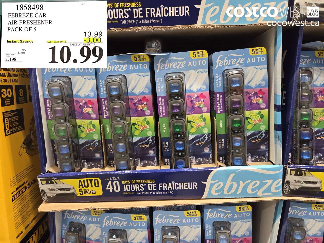 1858498 FEBREZE CAR AIR FRESHENER PACK OF 5 ($3.00 INSTANT SAVINGS EXPIRES ON 2026-10-11) $10.99