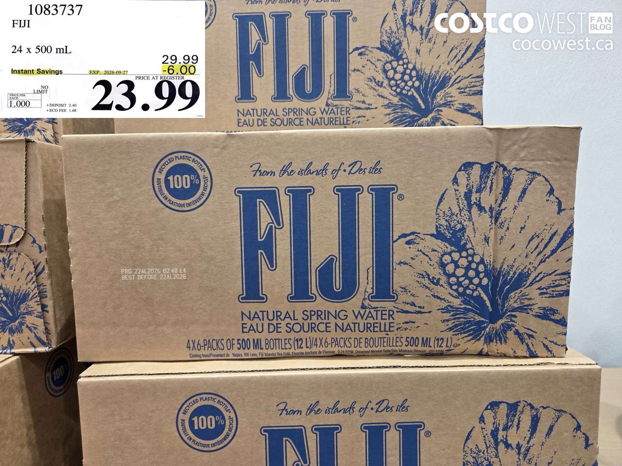 1083737 FIJI 24 X 500 ML ($6.00 INSTANT SAVINGS EXPIRES ON 2026-09-27) $23.99