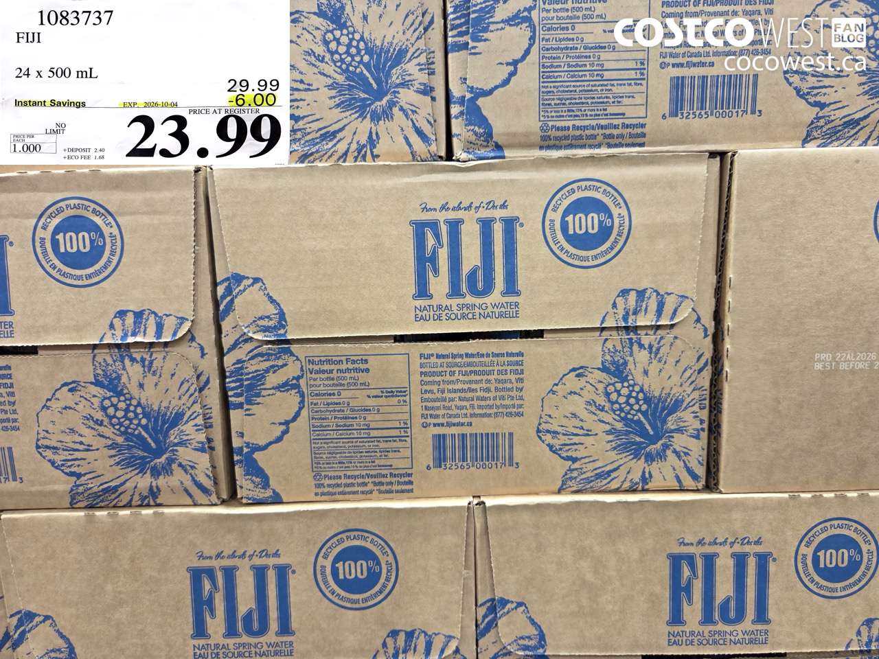 1083737 FIJI 24 X 500 ML ($6.00 INSTANT SAVINGS EXPIRES ON 2026-10-04) $23.99