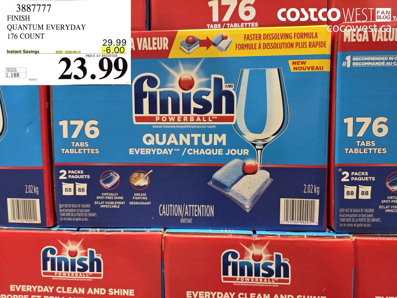3887777 FINISH QUANTUM EVERYDAY 176 COUNT ($6.00 INSTANT SAVINGS EXPIRES ON 2026-09-13) $23.99