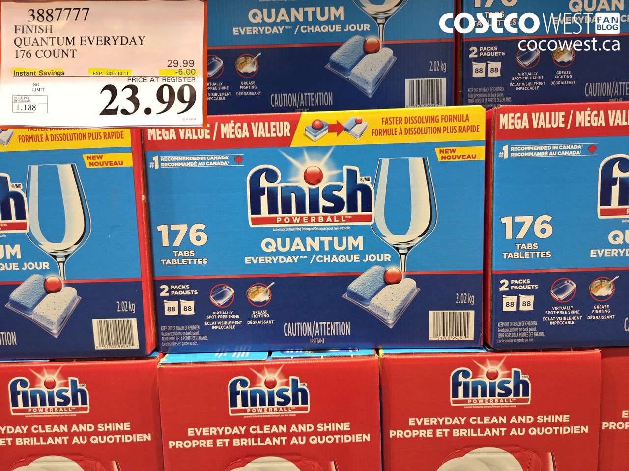 3887777 FINISH QUANTUM EVERYDAY 176 COUNT ($6.00 INSTANT SAVINGS EXPIRES ON 2026-10-11) $23.99