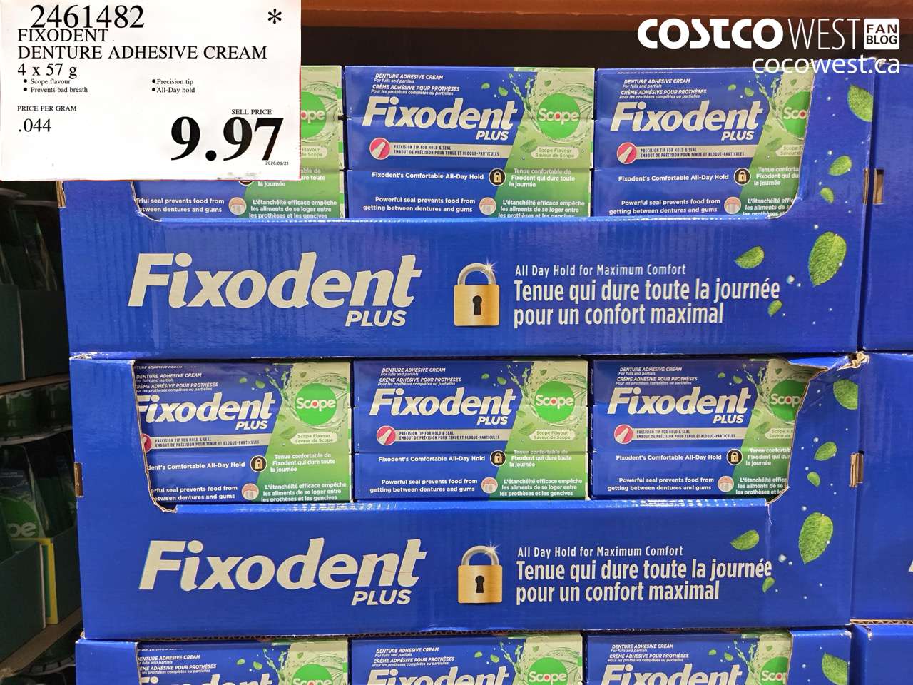2461482 FIXODENT DENTURE ADHESIVE CREAM 4 X 57 G $9.97