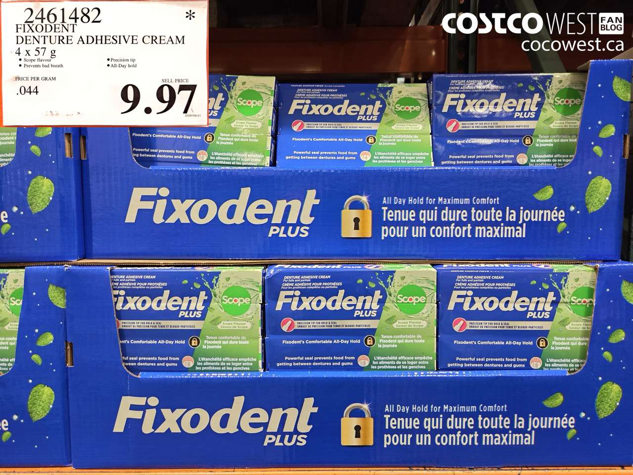 2461482 FIXODENT DENTURE ADHESIVE CREAM 4 X 57 G $9.97