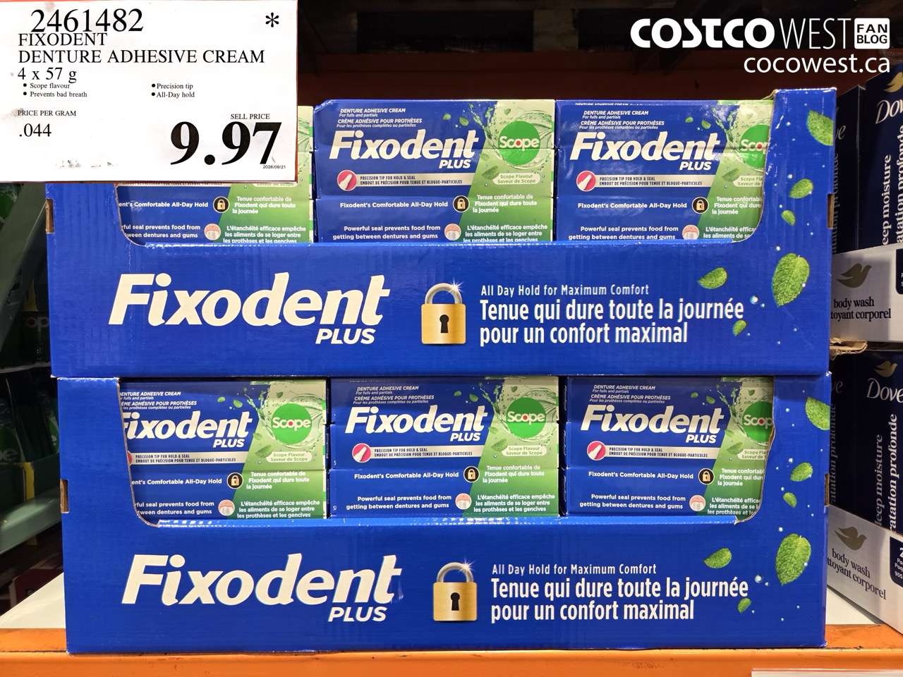 2461482 FIXODENT DENTURE ADHESIVE CREAM 4 X 57 G $9.97