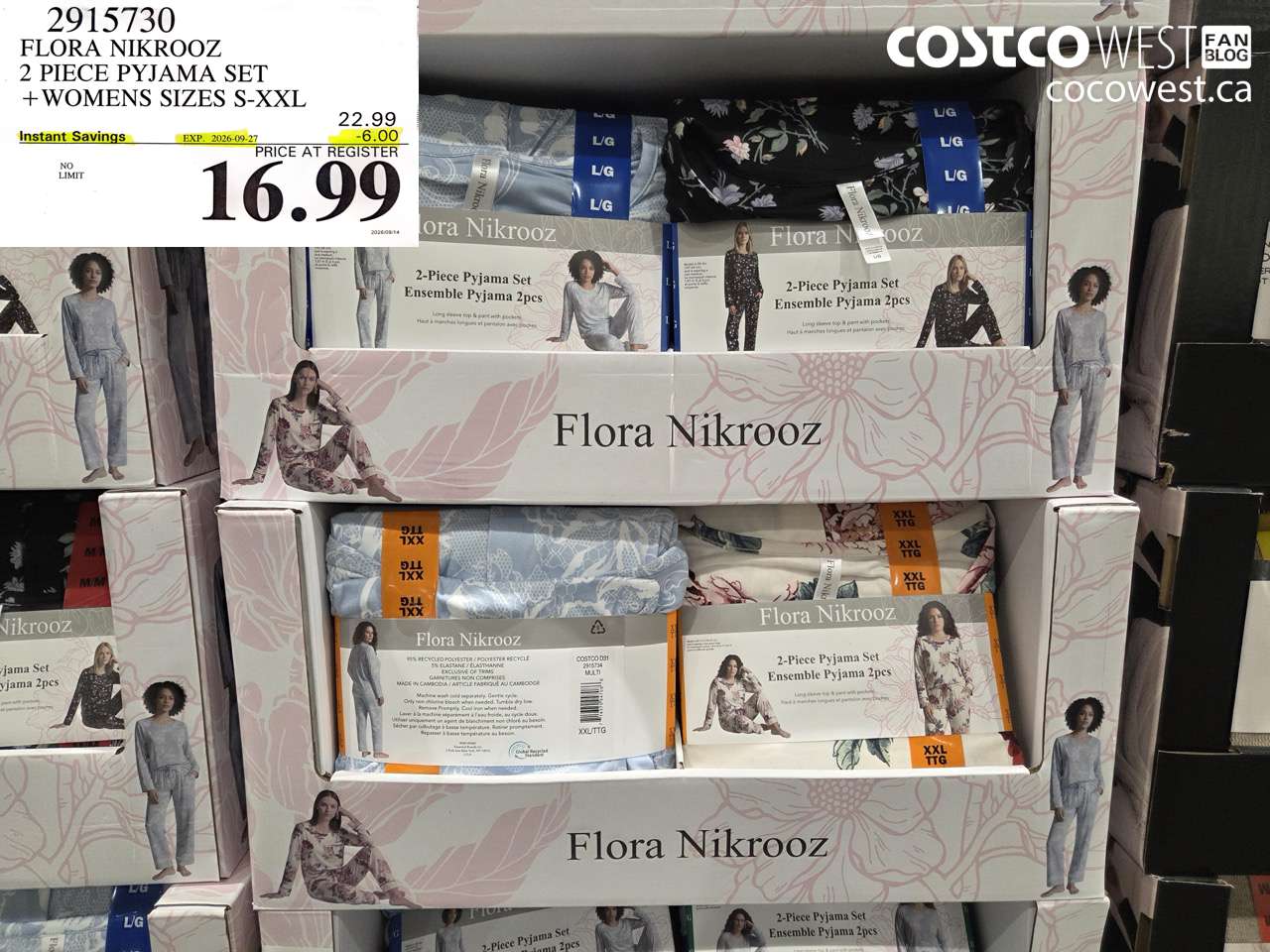 2915730 FLORA NIKROOZ 2 PIECE PYJAMA SET WOMENS SIZES S-XXL ($6.00 INSTANT SAVINGS EXPIRES ON 2026-09-27) $16.99