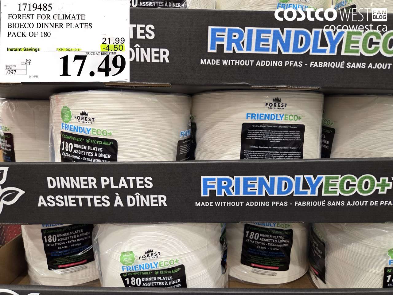 1719485 FOREST FOR CLIMATE BIOECO DINNER PLATES PACK OF 180 ($4.50 INSTANT SAVINGS EXPIRES ON 2026-10-11) $17.49