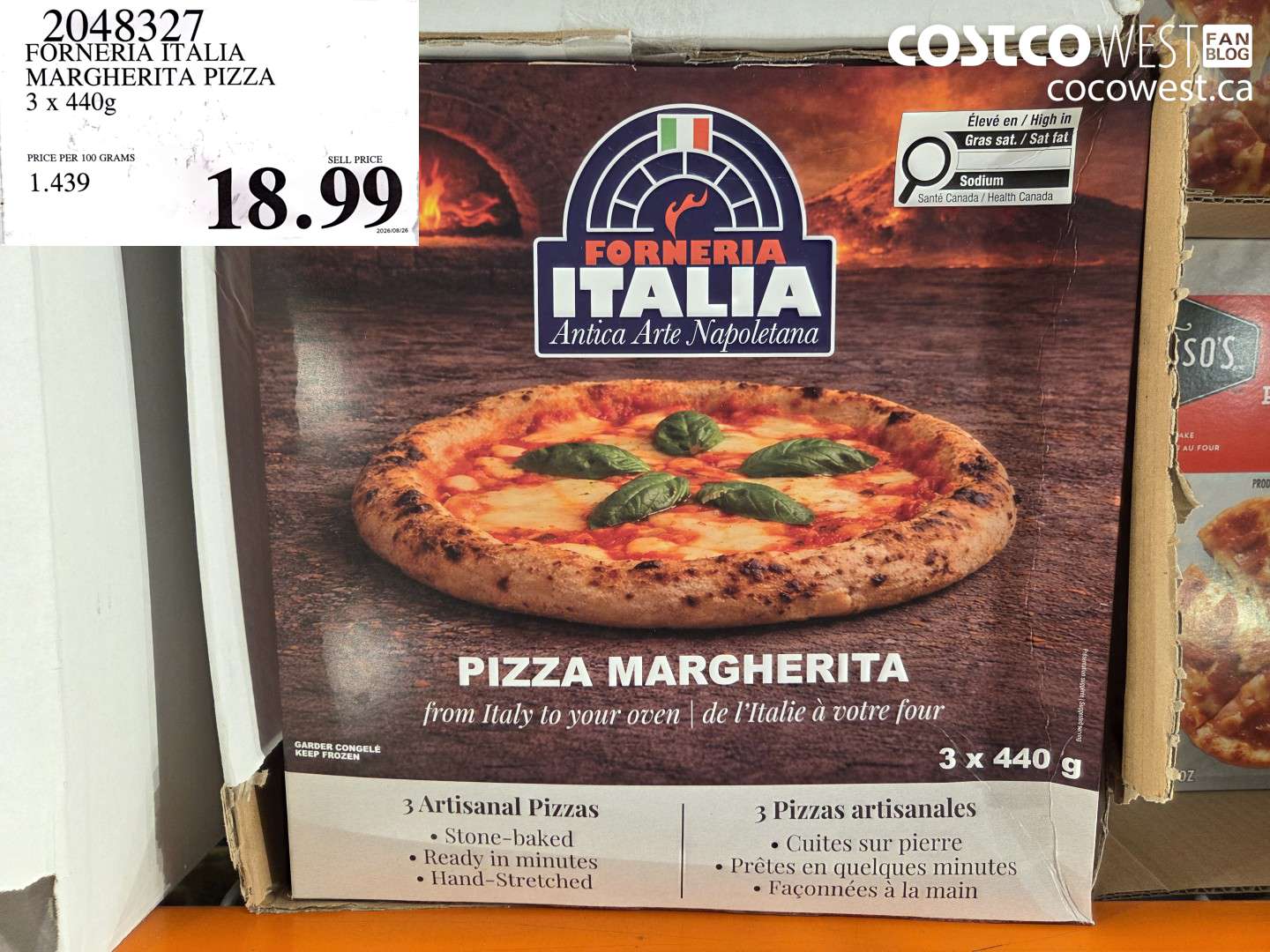 2048327 FORNERIA ITALIA MARGHERITA PIZZA 3 X 440G $18.99
