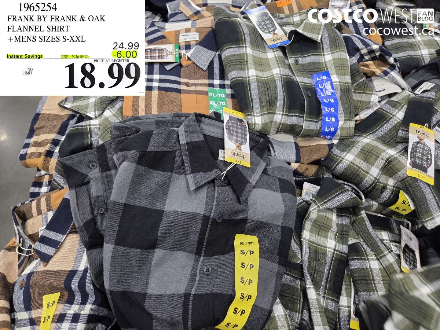 1965254 FRANK BY FRANK & OAK FLANNEL SHIRT +MENS SIZES S-XXL ($6.00 INSTANT SAVINGS EXPIRES ON 2026-09-20) $18.99
