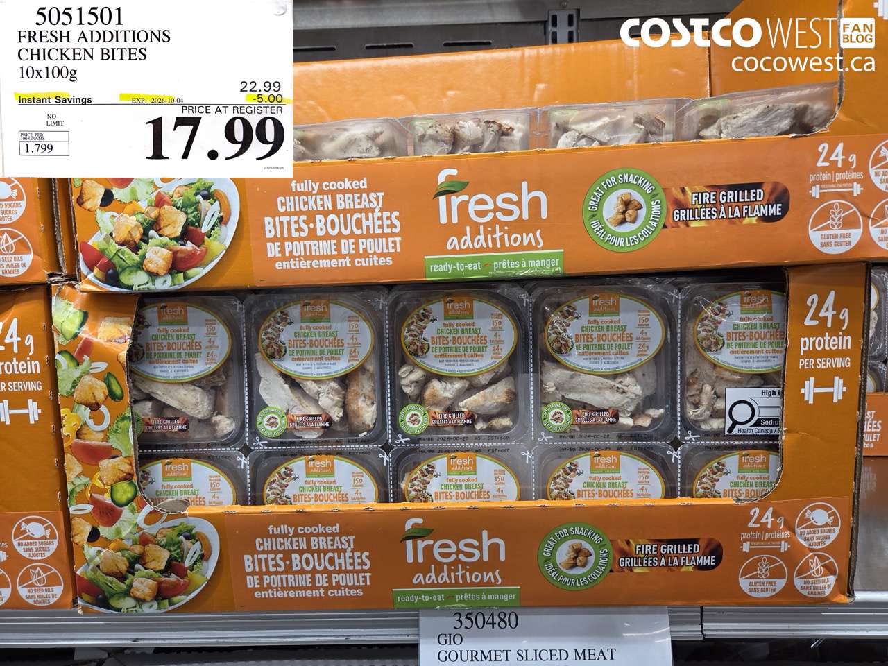 5051501 FRESH ADDITIONS CHICKEN BITES 10X100G ($5.00 INSTANT SAVINGS EXPIRES ON 2026-10-04) $17.99