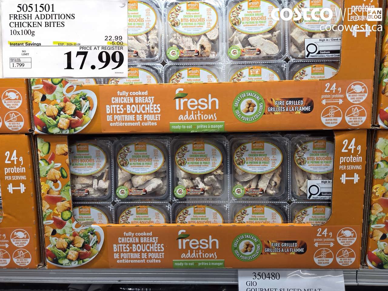 5051501 FRESH ADDITIONS CHICKEN BITES 10X100G ($5.00 INSTANT SAVINGS EXPIRES ON 2026-10-04) $17.99