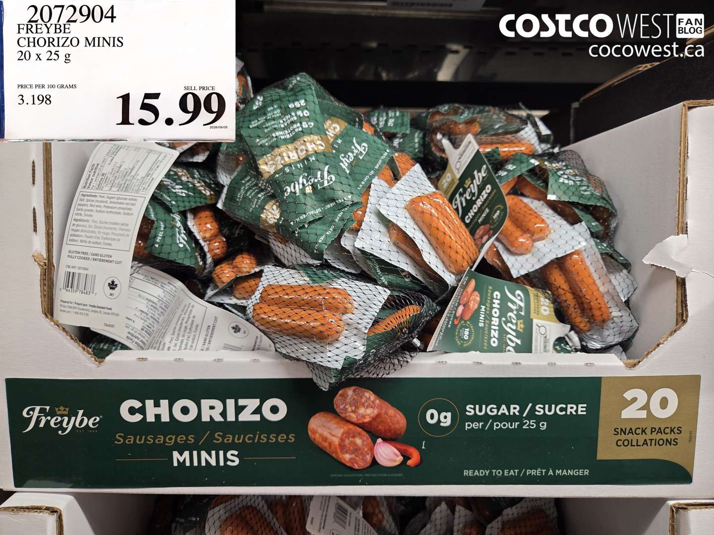 2072904 FREYBE CHORIZO MINIS 20 X 25 G $15.99