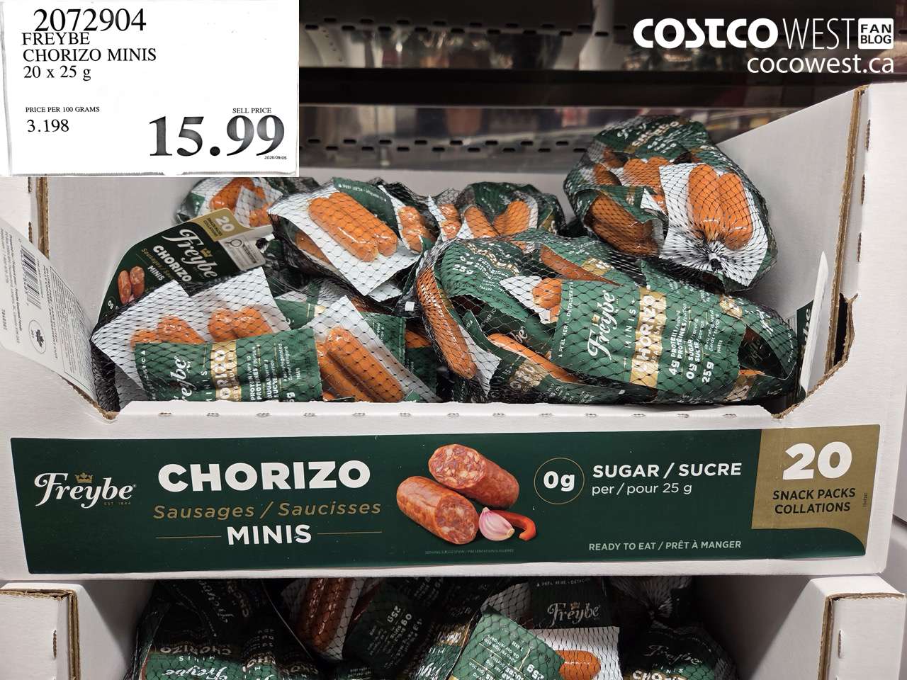 2072904 FREYBE CHORIZO MINIS 20 X 25 G $15.99