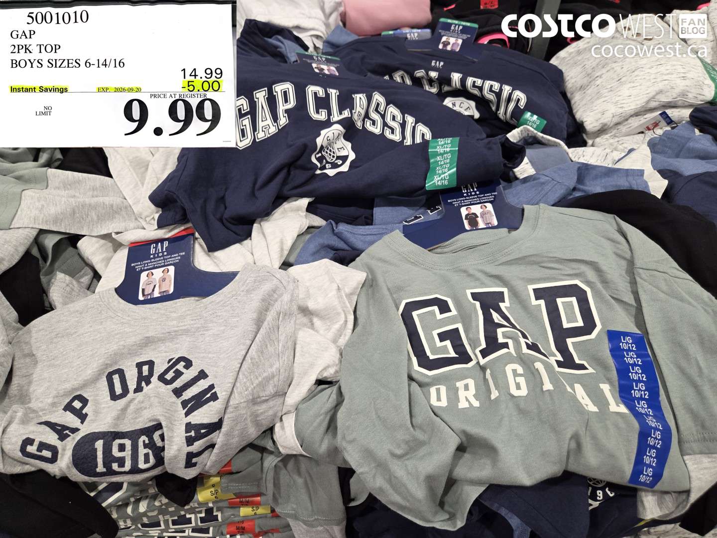 5001010 GAP 2PK. TOP BOYS SIZES 6-14/16 ($5.00 INSTANT SAVINGS EXPIRES ON 2026-09-20) $9.99