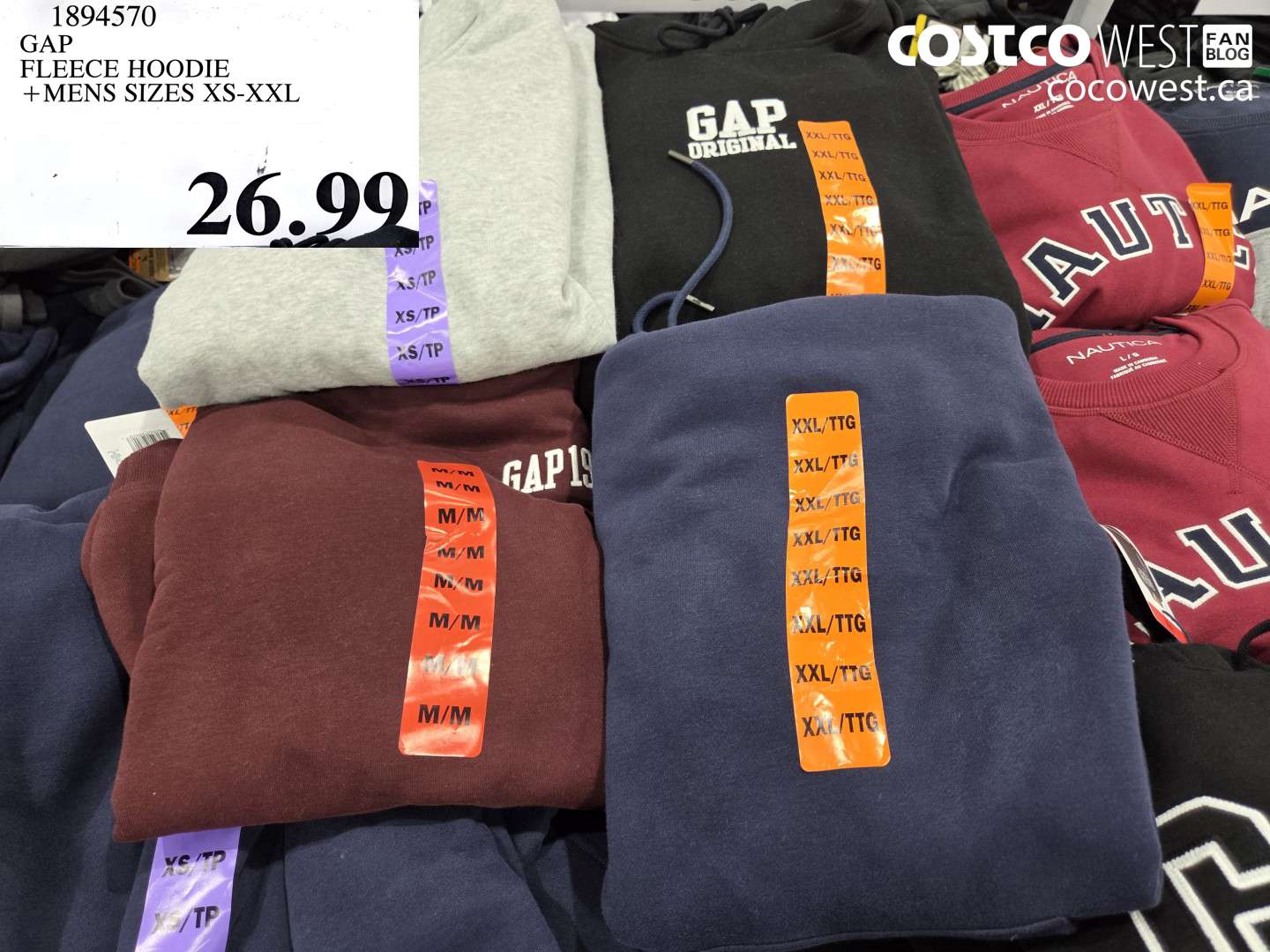 1894570 GAP FLEECE HOODIE + MENS SIZES XS-XXL $26.99