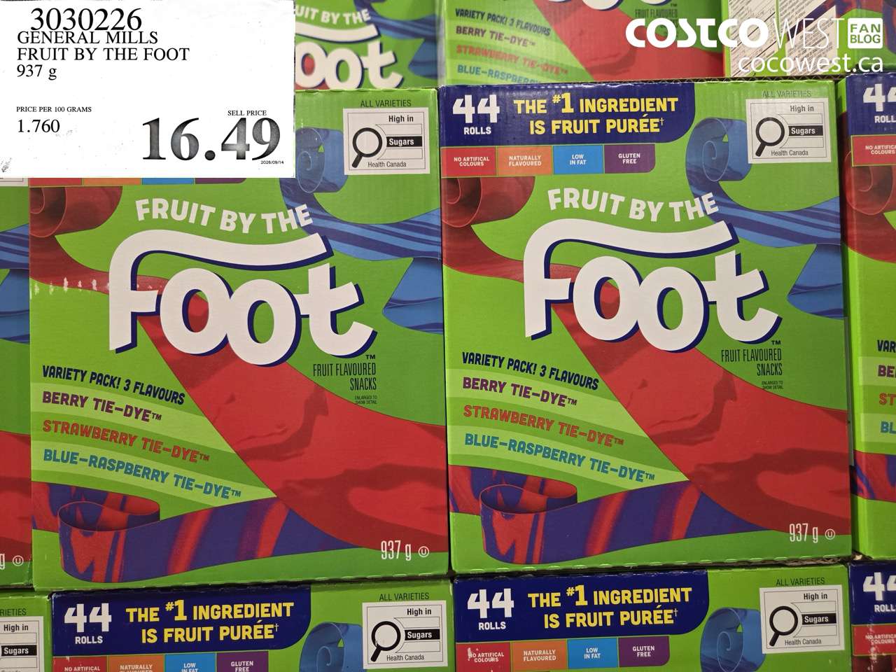 3030226 GENERAL MILLS FRUIT BY THE FOOT 937 G $16.49