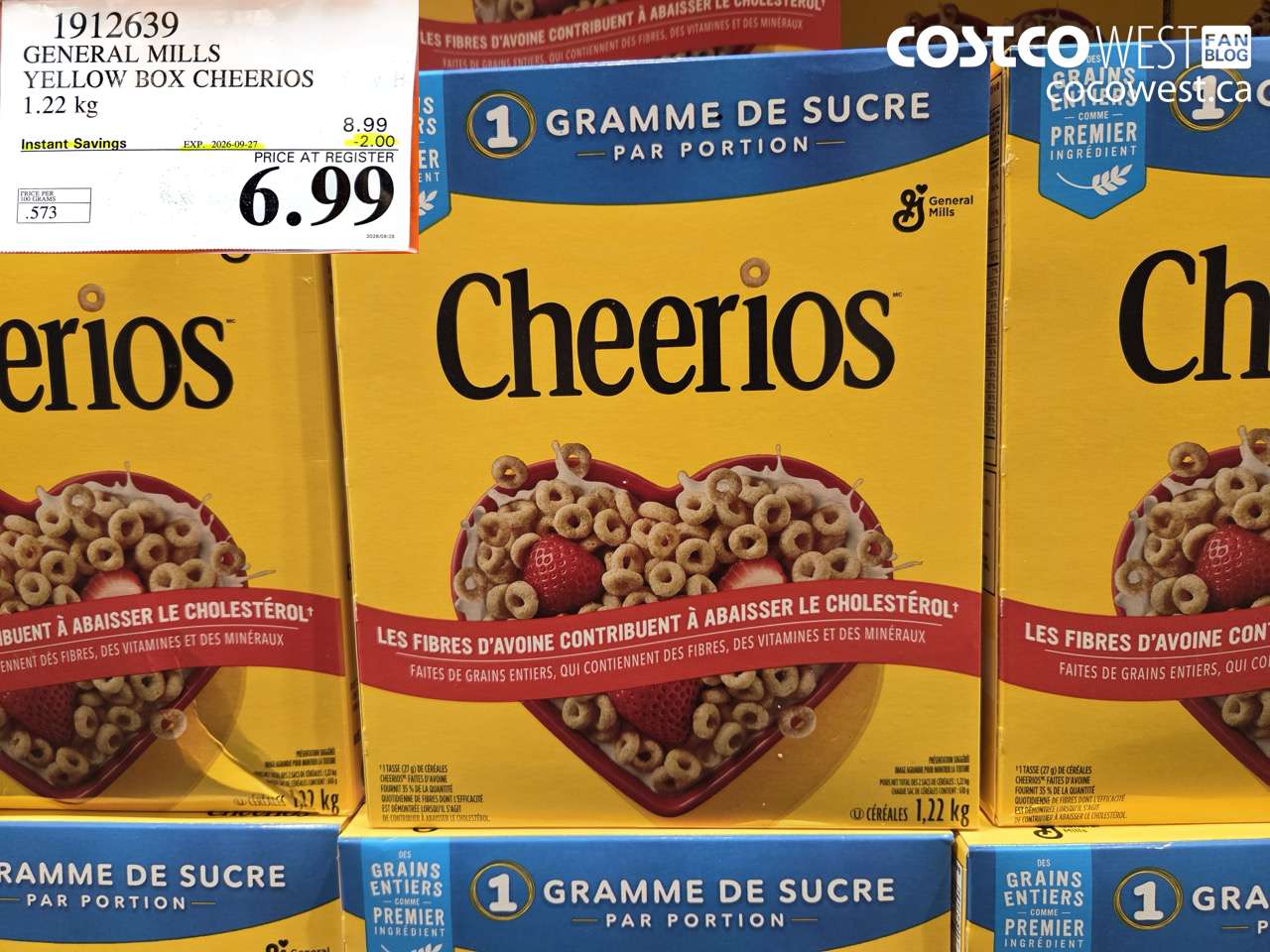 1912639 GENERAL MILLS YELLOW BOX CHEERIOS 1.22 KG ($2.00 INSTANT SAVINGS EXPIRES ON 2026-09-27) $6.99