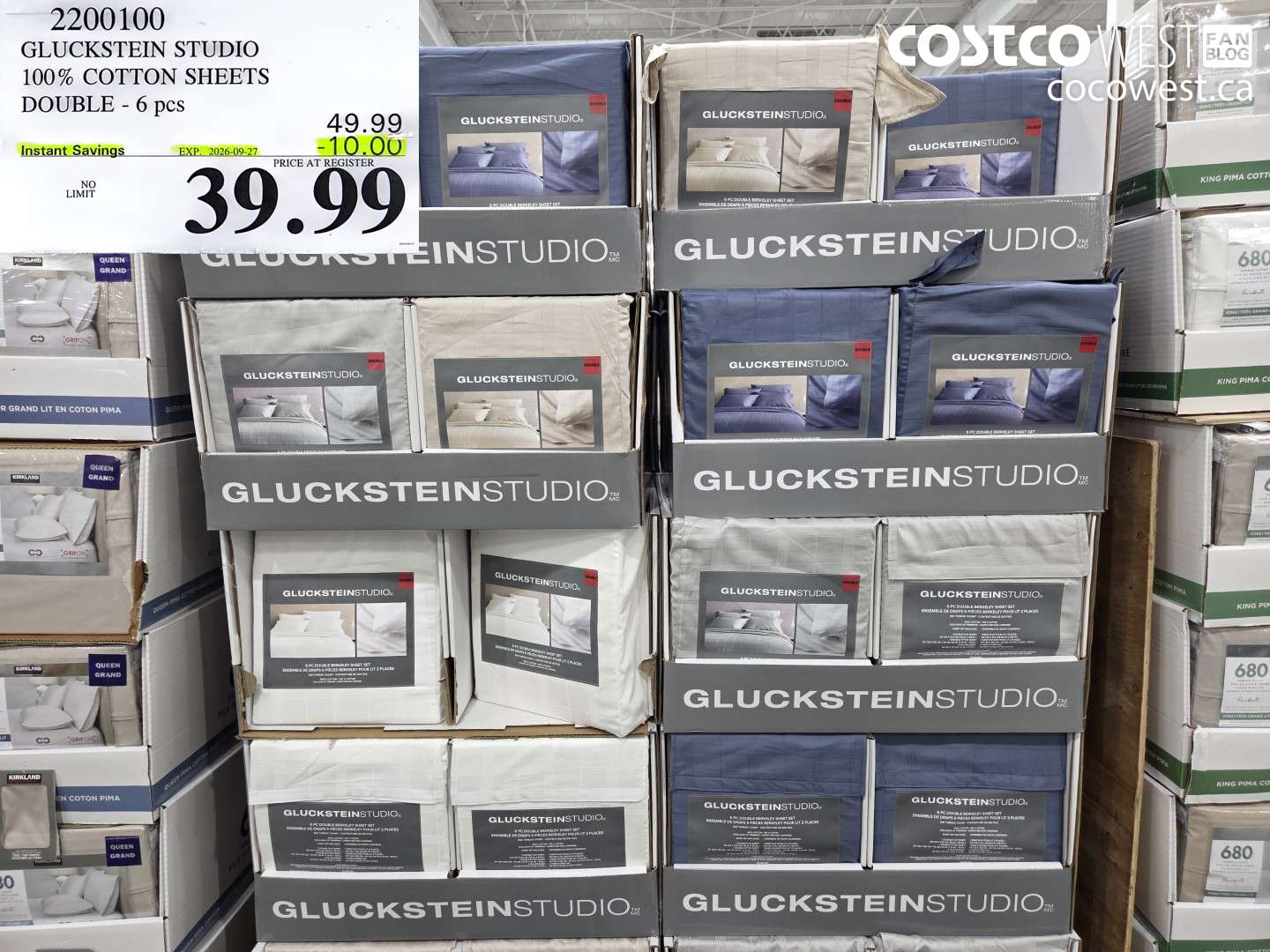 2200100 GLUCKSTEIN STUDIO 100% COTTON SHEETS DOUBLE - 6 PCS ($10.00 INSTANT SAVINGS EXPIRES ON 2026-09-27) $39.99