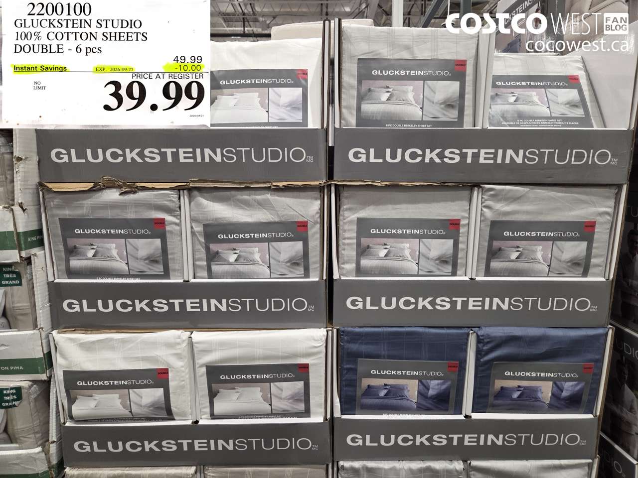 2200100 GLUCKSTEIN STUDIO 100% COTTON SHEETS DOUBLE - 6 PCS ($10.00 INSTANT SAVINGS EXPIRES ON 2026-09-27) $39.99